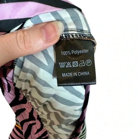 Karen Mabon Color Block Zebra Tiger Mix Print Pajama Lounge Shorts - Picture 7 of 8